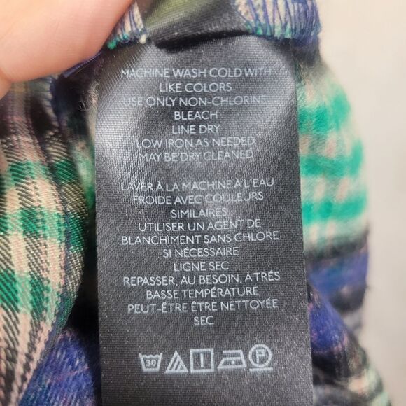 Urban Outfitters Tessa Green Blue Plaid High Waist Notched Ankle Pants Size 4 - Picture 8 of 9